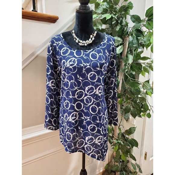 Avenue Women's Blue Polyester Round Neck Long Sleeve Pullover Blouse Size 22/24 - Picture 1 of 13